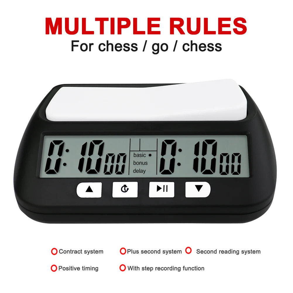 

Professional Chess Clocks Chess Digital Timer Multipurpose Chess Competition Game Timer with Basic Bonus Delay and Positive Time