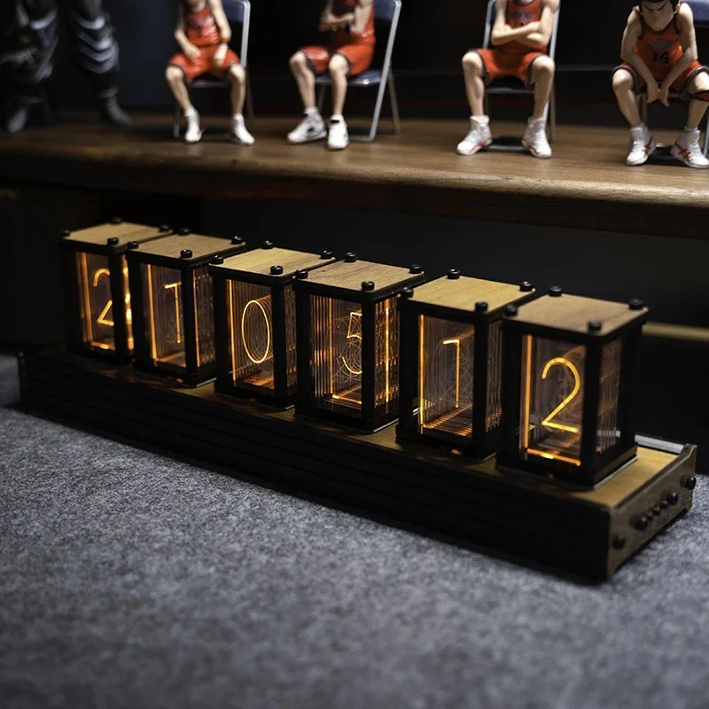 

DIY Nixie Glow Tube Clock Digital Wood Silent Table Clock Creative Luxury Electronic Desktop RGB Desk Clocks Watch Decoration