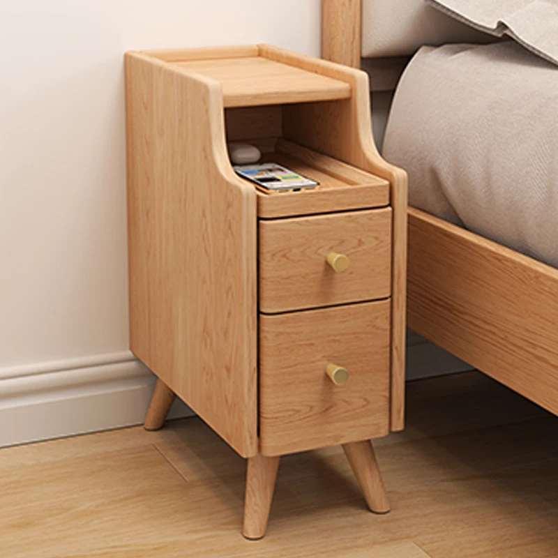 

Solid wood bedside table Extremely narrow shelf Light luxury small bedside table Ultra narrow 20cm narrow side crevice cabinet