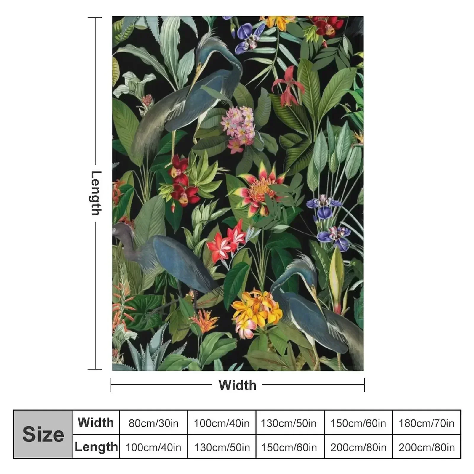 Vintage Pattern - Blue heron and tropical flowers Throw Blanket Decorative Beds anime Summer christmas gifts Blankets