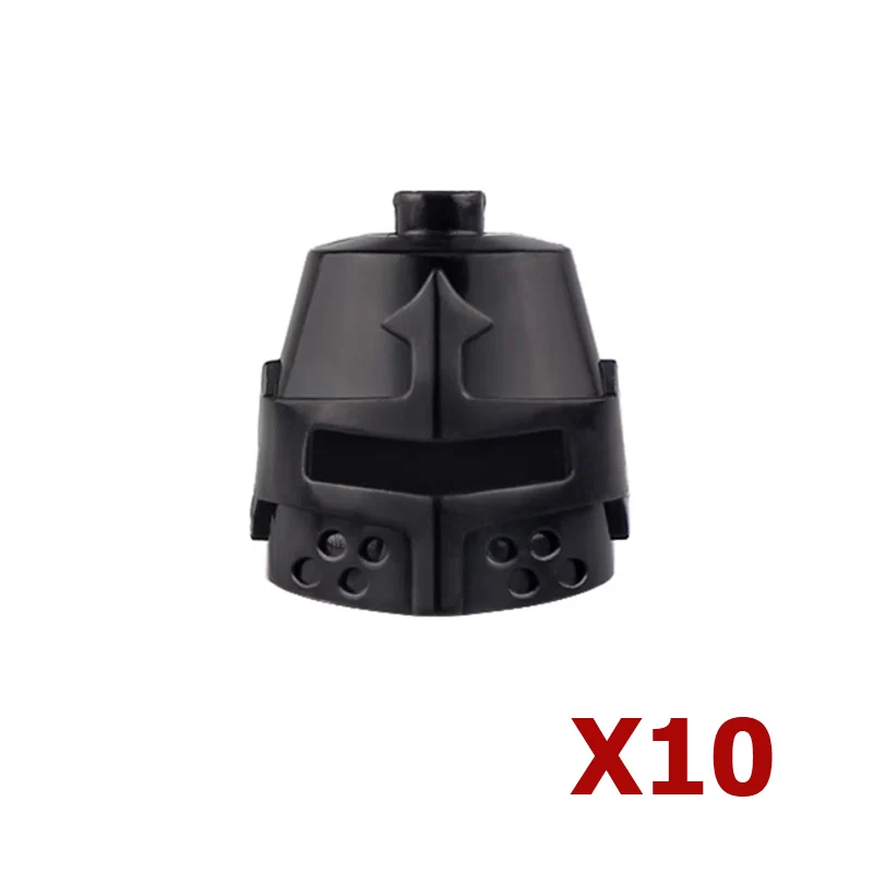 MOC Bausteine Mittelalterlicher Ritter Römischer Soldat Zubehör Helm Kopfbedeckung Flamme Feder Schwarzer Adler Schild König Umhang Bausteine Spielzeug