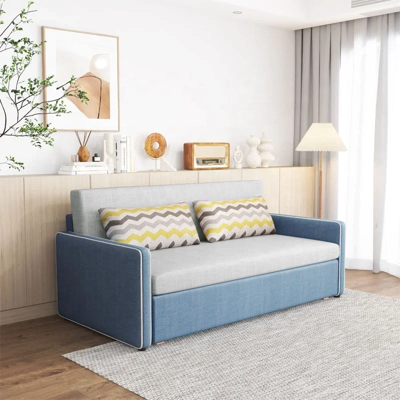 

#Custom Modern Multi-function Folding Wooden Sofa Cum Bed Fabric Sofa Bed