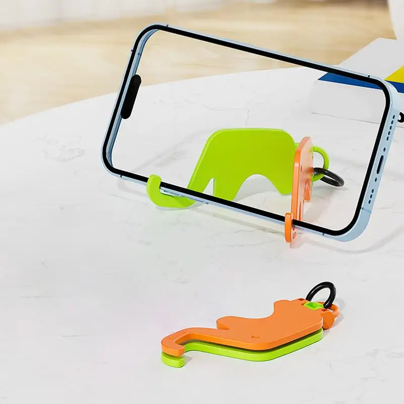 Cute Cartoon Phone Holder Elephant Shape Mobile Phone Stand With Keychain Portable Mini Mobile Phone Tablet Stand Mount