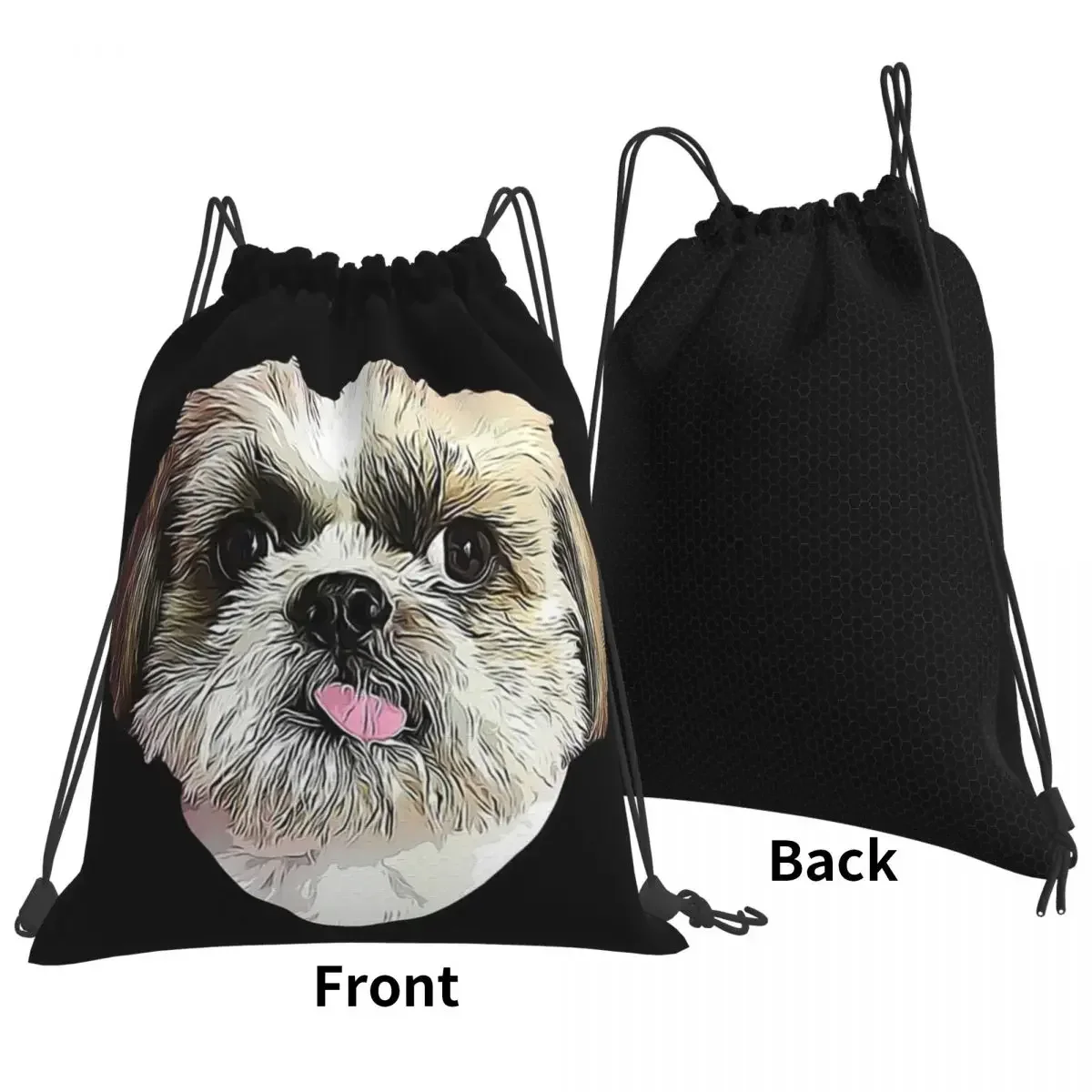 Shih Tzu Dog Backpacks Fashion Portable Drawstring Bags Drawstring Bundle Pocket Storage Bag Book Bags For Man Woman Students