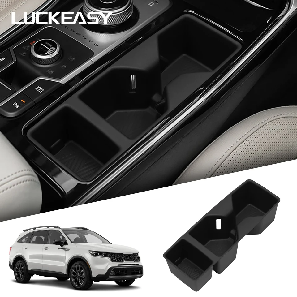 LUCKEASY 기아 쏘렌토 2021-2025 센터 콘솔 워터컵 홀더 자동차 인테리어 액세서리 음료 홀더 수납 케이스