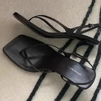 Retro Square Toe Clip Toe Sandals Kitten Heel Back Strap Brown Solid Concise French Style Sexy Fashion Women Shoes Summer Casual - Image 5