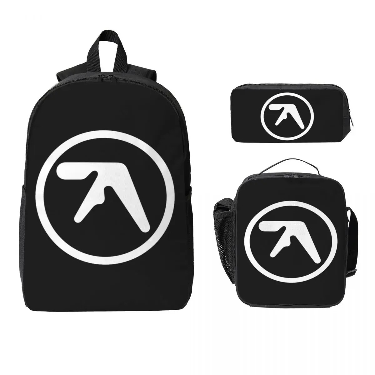 Aphex Twin Creative Y2K Logo Backpack Student BookBag School Bag Laptop Shoulder Bags 3ps Insulated Lunch Bag Pencil Case