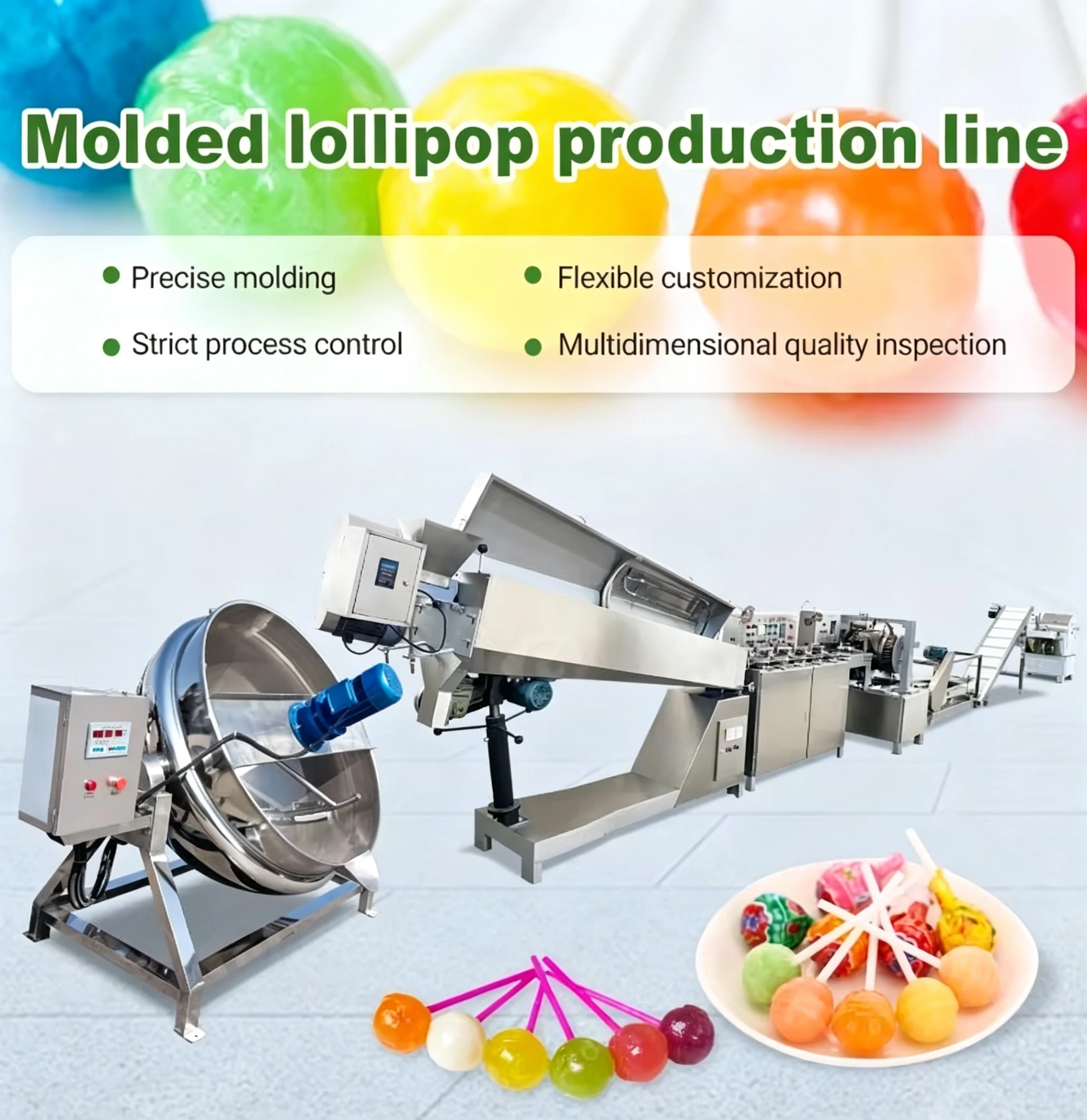 Flat Manufacture Maker Lollypop Small Bonbon Dur Production Line Hard Candy Lollipop Make Machine to Price