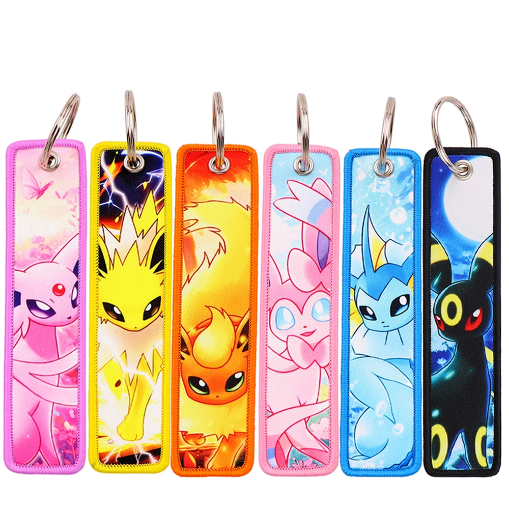 Stitch Cartoon Anime Keychain for Cars Backpack Key Holders Fashion Embroidery Keyrings Key Tag Jet Tag Accessories