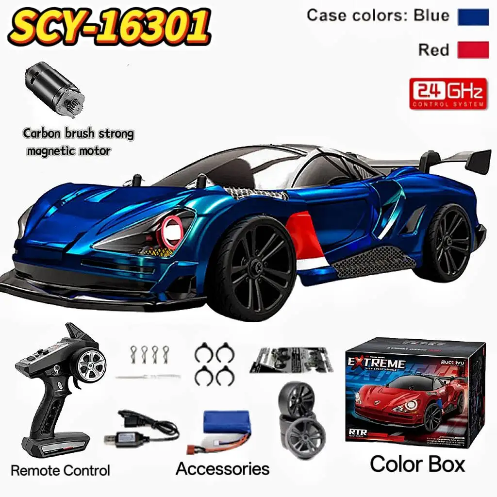 

High Speed Remote Control Car SCY16301 Drifting Car 1:16 Brushed Electric Car Toy Model Seven Mode Four Wheel Drive Lighting