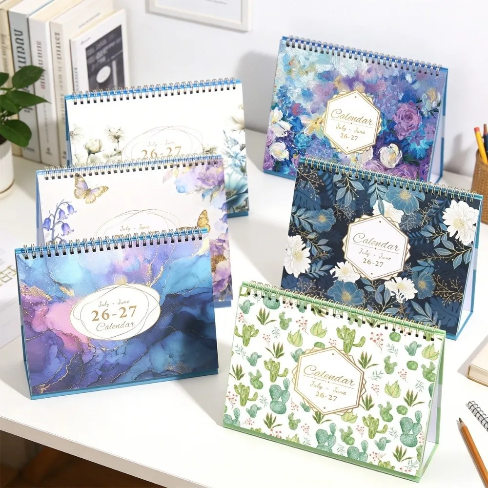 

Настольный календарь-ежедневник из плотной бумаги с отрывными листами, портативный, на период с июля 2026 по июнь 2027 гг.