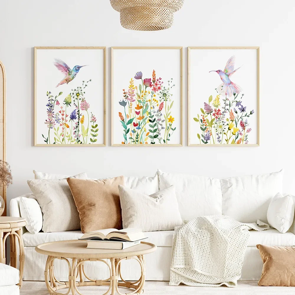 Acquerello Wildflower Flower Poster stampe floreali colorate pianta Wall Art Canvas Painting immagini a parete per la decorazione del soggiorno