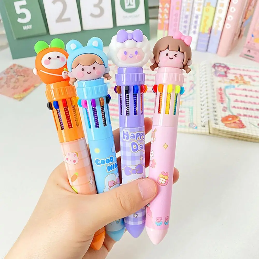 Colorful Diary Accessories Useful Polychromatic Good Looks Ten Color Ballpoint Pen Lovely School Supplies Gifts For Students