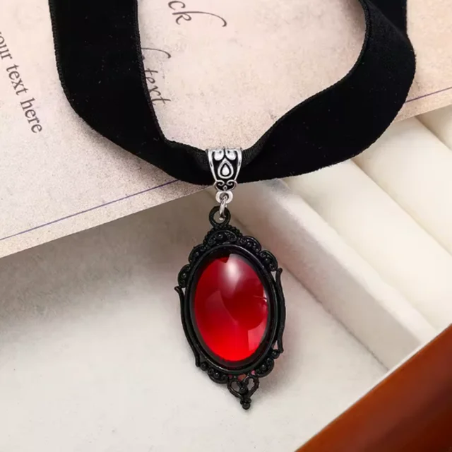 Colar Gargantilha de Veludo com Pingente de Cameo de Vampiro Gótico para Mulheres, Joias de Moda Paganas e de Bruxaria, Presentes Criativos para Meninas, Gargantilha Punk