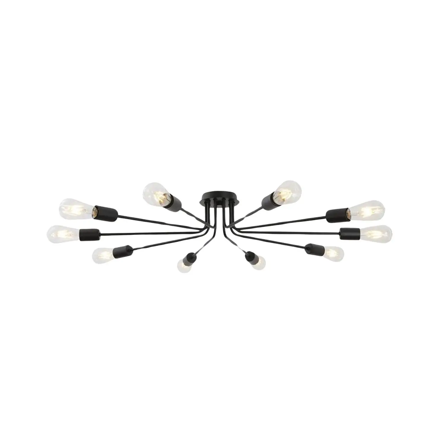 

Black 10 Light Sputnik Chandelier Semi Flush Mount Ceiling Lamp