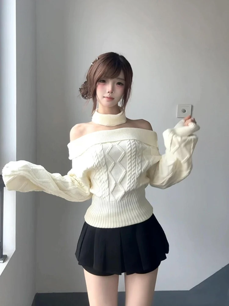 

Softn вязаный свитер женский Faion весенний новый теплый морозостойкий свитер на одно плечо универсальная основа irt