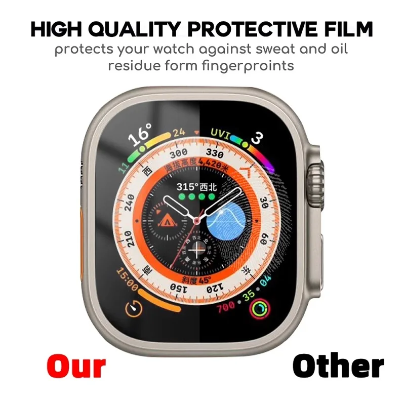 Película de vidro temperado para apple watch ultra 2, 49mm, hk8 ultra max h11 h12, 3 plus protetor de tela hd