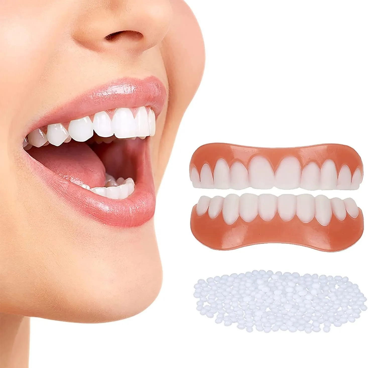 Silicone artificial braces for adults to decorate and beautify fake teeth with bright white teeth