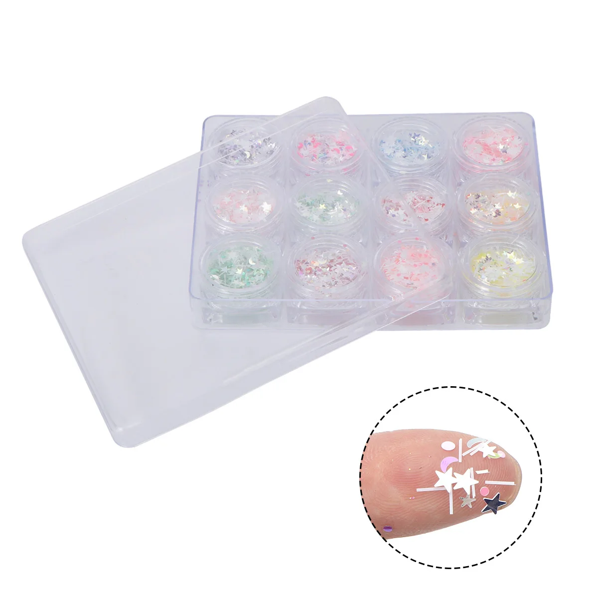 12 Bottles Nail Art Sticker Kit Shiny Sequin Decals for Creative Manicure Designs Suitable for Parties Birthdays Festivals