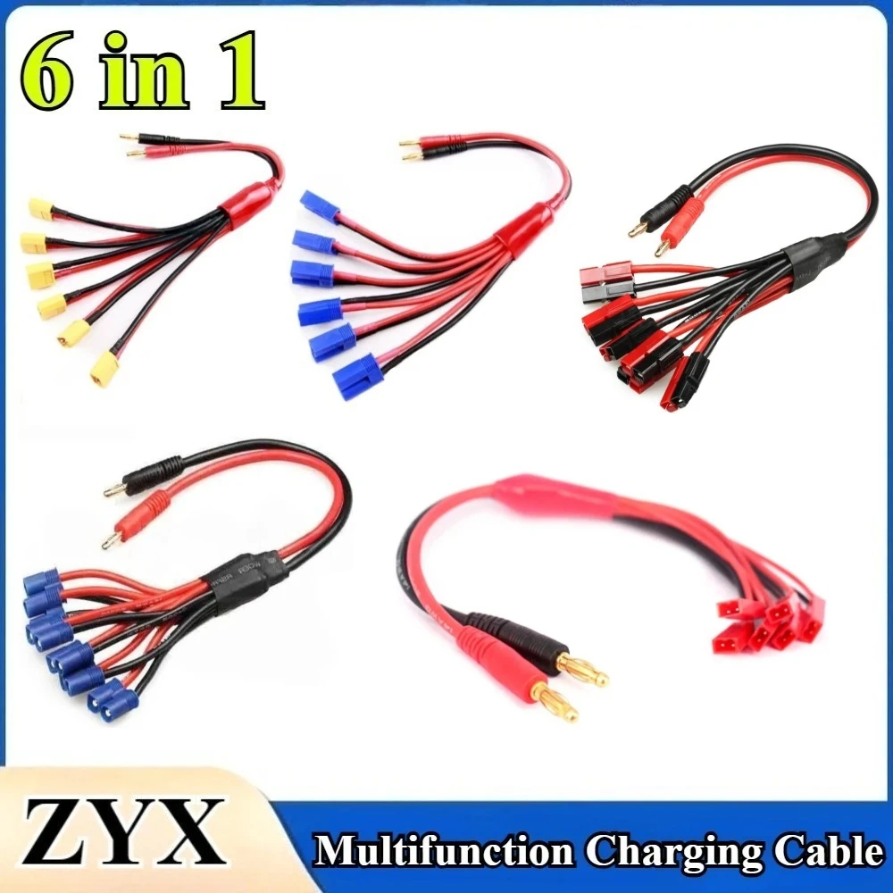 1Pcs Multifunction Charging Cable Adapter JST EC3 EC5 XT60 T Plug 2S 6S to 4.0 Banana Plug For RC IMAX B6 Charge Lipo Battery