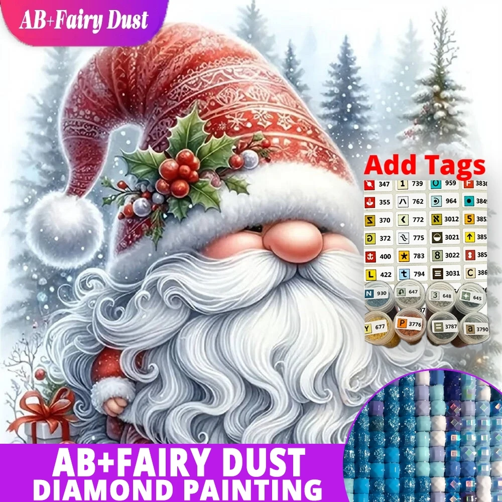 

AB Фея Пыль Алмазная Вышивка Санта-Клаус Акриловые Товары Для Ремесла Мозаика Карлик Портрет DIY Картина Зимний Рождественский Подарок