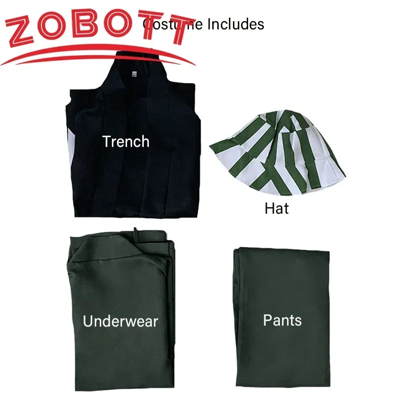 كيمونو موحدة كيب السراويل العليا قبعة البدلة أنيمي بليتش تأثيري Urahara Kisuke Gotei 13 زي لحفلة كرنفال