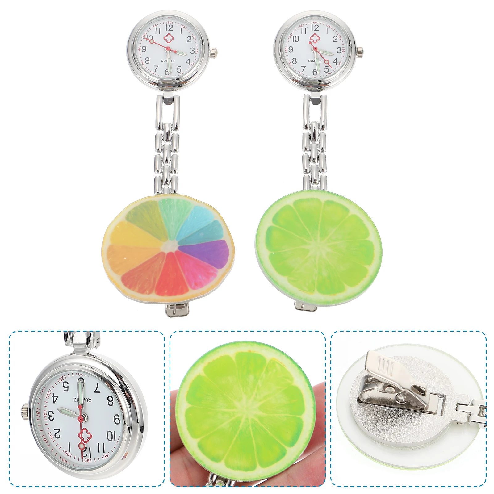 

2pcs Luminous Pocket Watches Electronic Nurse Hanging Clip Type Sturdy Portable Chest For Doctor Gift Luminous Hanging Watch