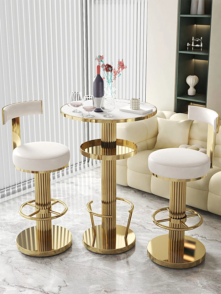 طاولة مستديرة طويلة شرفة طاولة بار ضوء المنزلية الفاخرة قسط الترفيه كرسي طويل الساق طاولة القهوة بار #4