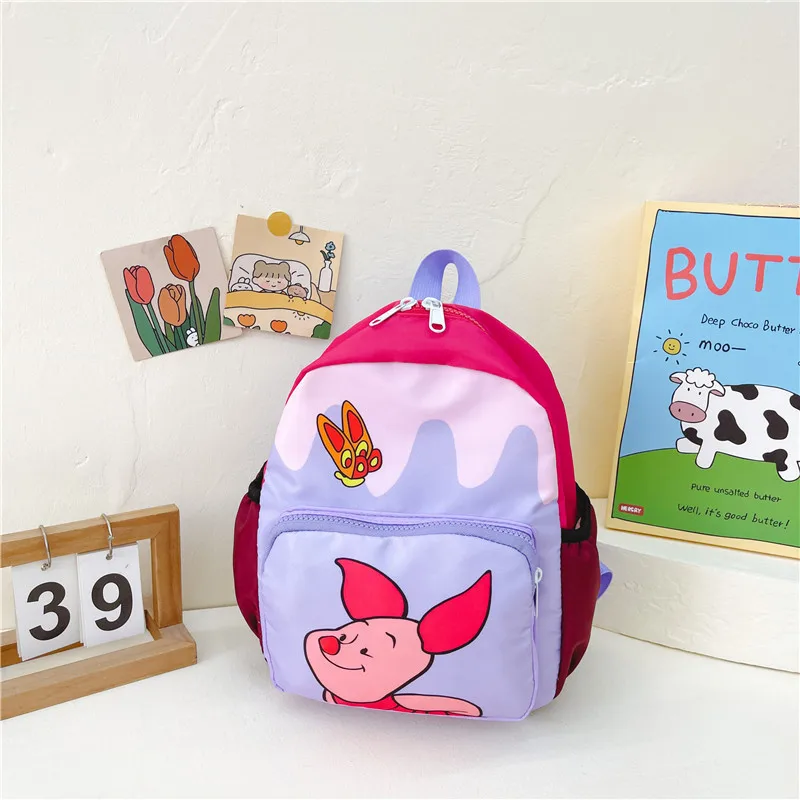 Mochila escolar con patrón de dibujos animados para niños, de dos colores bolso de hombro, bonito, a la moda, primavera y verano, 2023