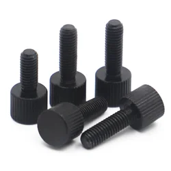 2-5pcs M2 M2.5 M3 M4 M5 M6 Black Carbon Steel Thumb Screws Plain Type Metric Knurled Head Manual Adjustment Screws