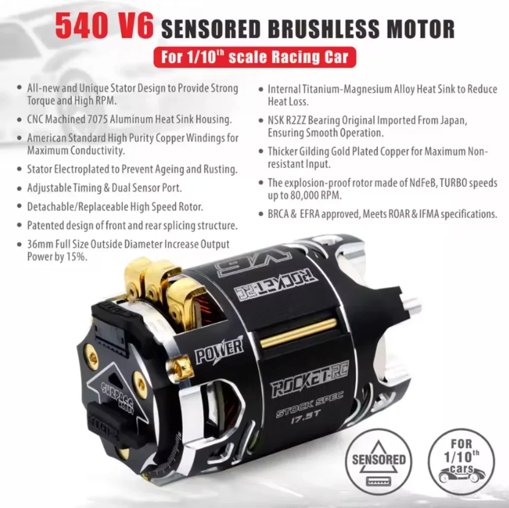 

SURPASS HOBBY Rocket 540 V6 13,5 т 17,5 т 21,5 т SPEC сенсорный бесщеточный двигатель водонепроницаемый 3,175 мм для 1/10 1/12 автомобильных радиоуправляемых инструментов