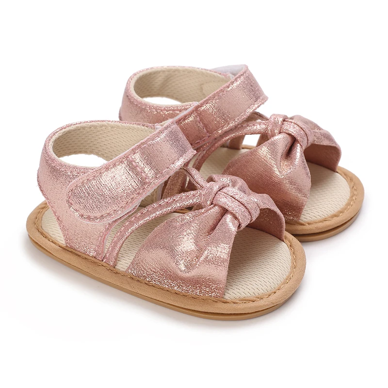 Spring and summer fashion new item fine sparkling bow hem sandals for baby girls, comfortable and breathable walking shoes