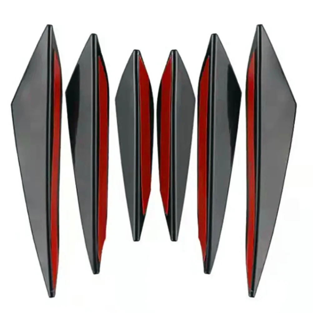 

6pcs Lip Protector Front Bumper Diffuser Fins Spoiler For Car Auto Bumper Cover Lightweight Durable Pvc Vehicle Decoration