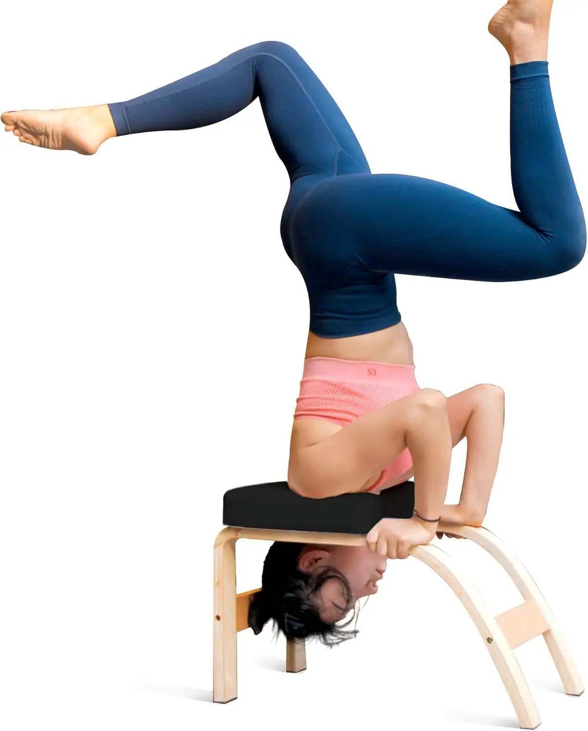 Yoga Inverted Chair for Core Strength Training Wood Crafts Bench Support Frame Back Bend Asana Exercise Wooden Boxes Wall Signs