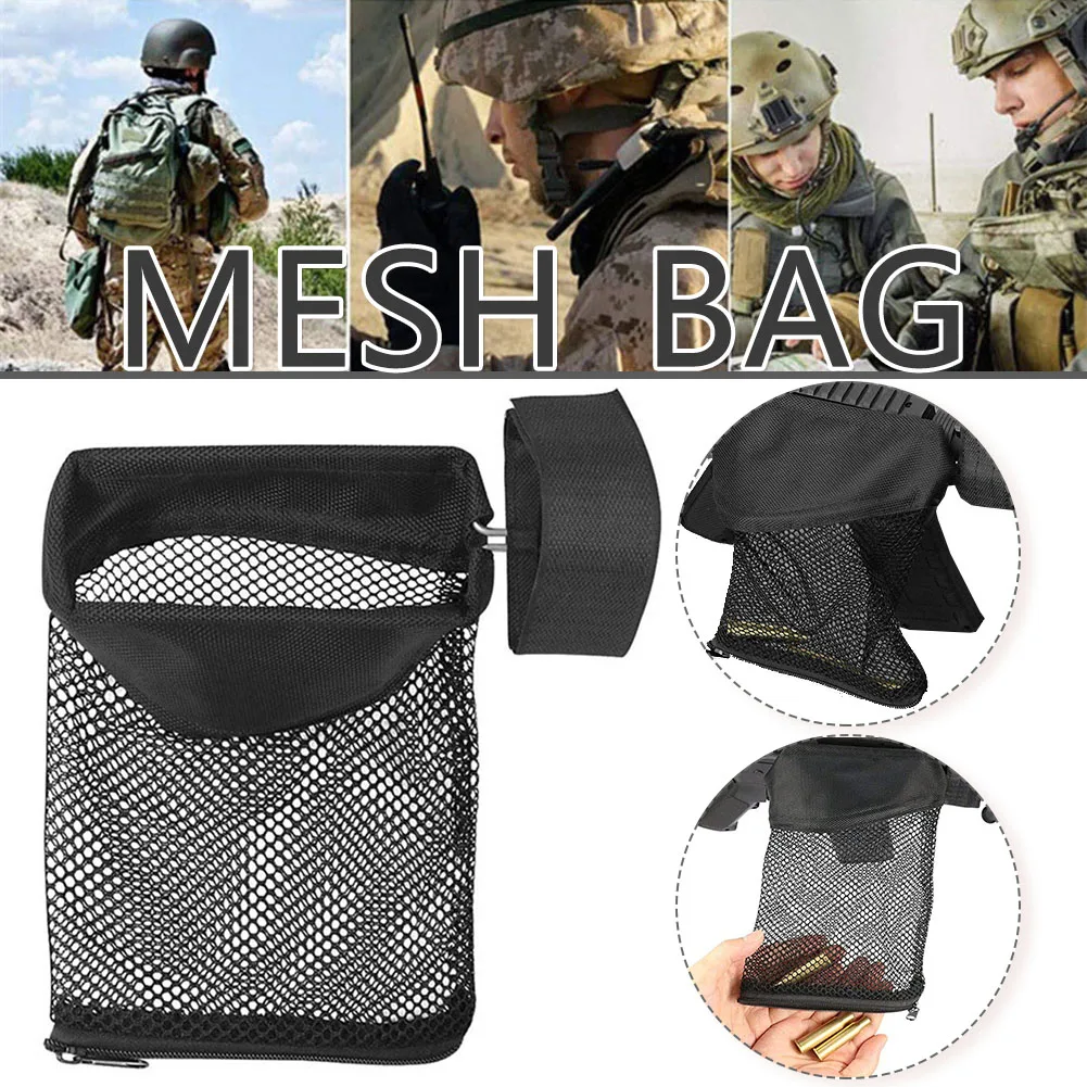 Brass Shell Catcher with Zipper Bottom Portable Cartridge Recycling Mesh Bag Durable Outdoor Shooting Accessories