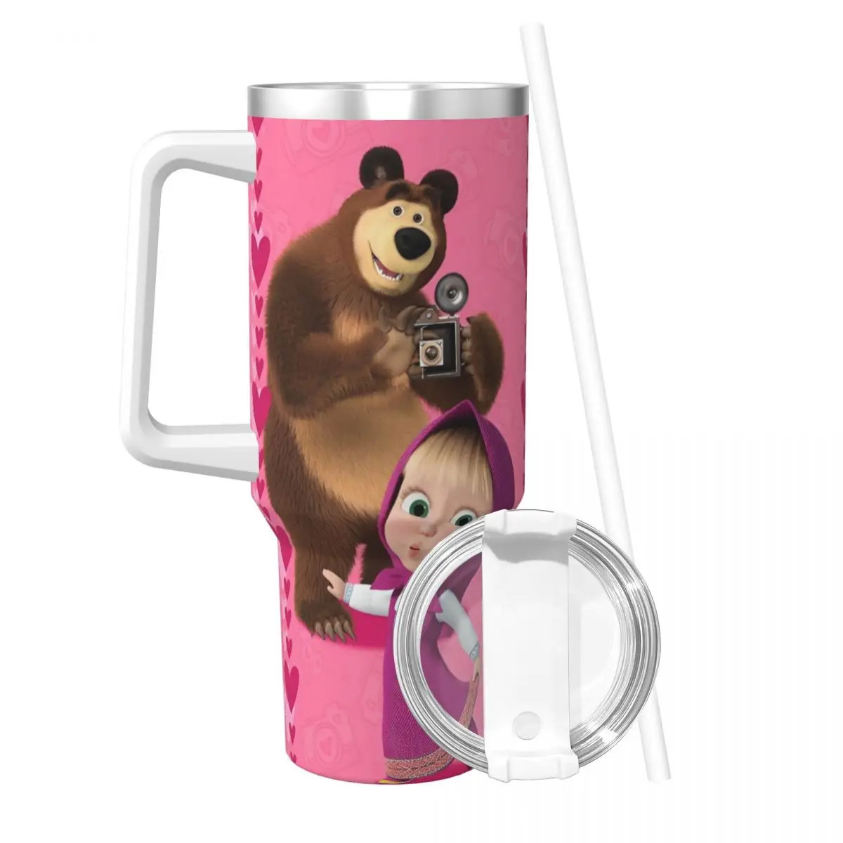 Stainless Steel Tumbler Cute Cartoon M-Masha And Bear Thermal Mug Portable Hot Drinks Mugs Cup Driving Design Water Bottle