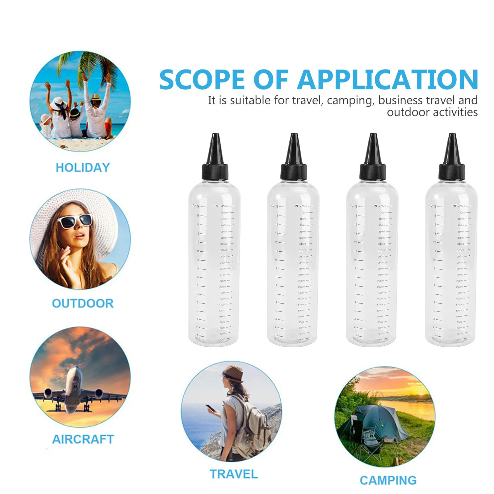 4pcs Hair Dye Squeeze Bottles with Pointed Tip – Refillable Plastic Applicator for Hair Color Mixing & Measuring