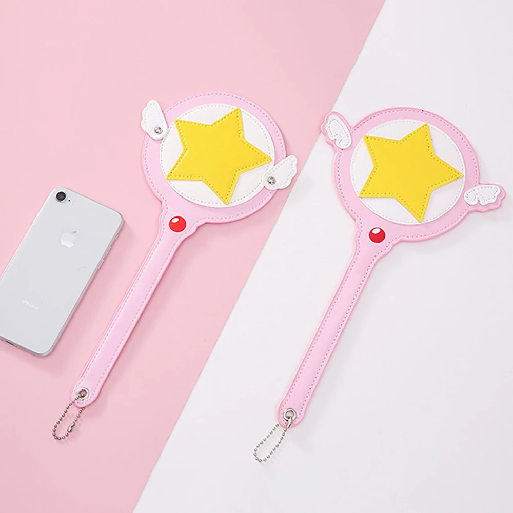 Pink magic wand prop card holder, cute girl wing bus and subway card holder, long handle portable card swipe