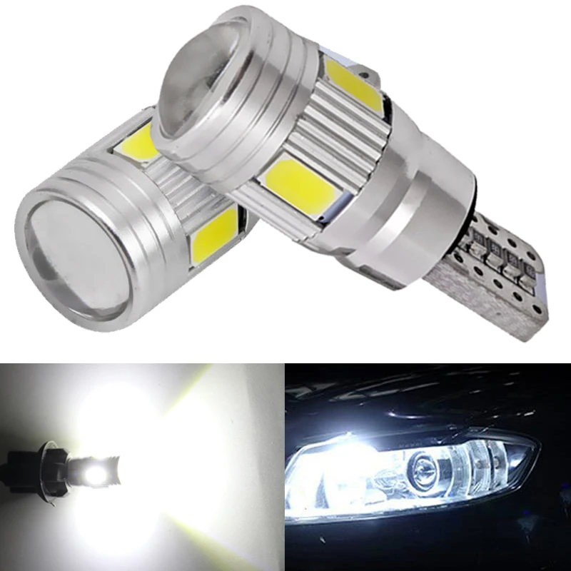 2 PCS T10 W5W LED Bulbs Canbus Error Free 12V 6500K White Car Wedge Side Lights Interior Dome Door Trunk License Plate Lamps