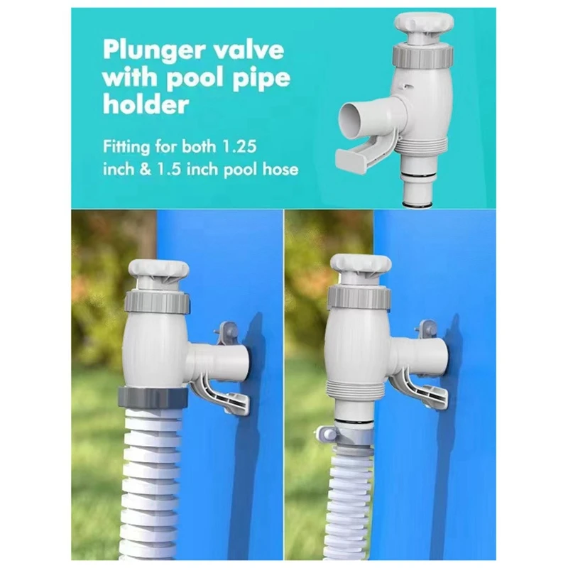 Pool Hose Adapter Two-In-One Plunger Valve With Plunger Valve And Pipe Bracket Swimming Pool Accessories