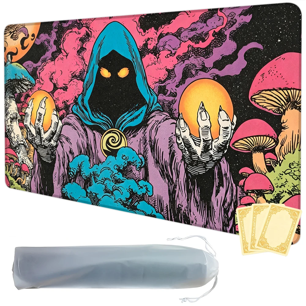 Fantasy Starry Sky Mage TCG Playmat Magic Playmat Gathering Gaming Mat with Stitched Edge Anti-slip base Trading Card Game