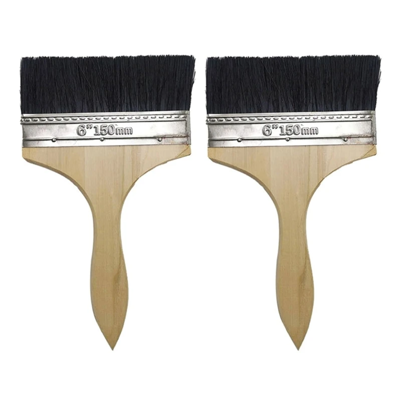 2Pcs Paint Brushes 4/6 Inch Wide Deck Stain Brush Large Masonry Paintbrush No Loss Soft Nylon Bristle Paintbrushes