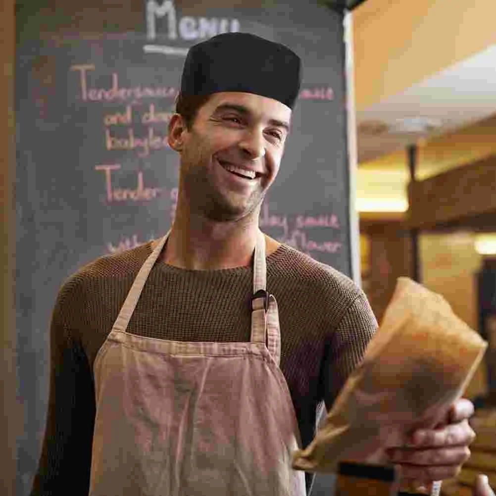 2 pezzi di cappelli da cuoco berretti durevoli per uomo copricapo traspirante cappelli da lavoro in tessuto di cotone