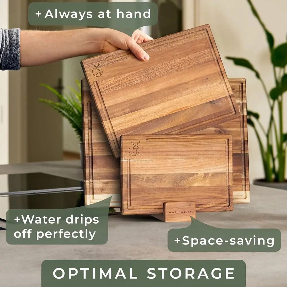 مجموعة ألواح تقطيع خشب السنط - 15.75 × 12/13 × 9.5 / 10 × 7 بوصة - ألواح تقطيع سميكة للمطبخ #4