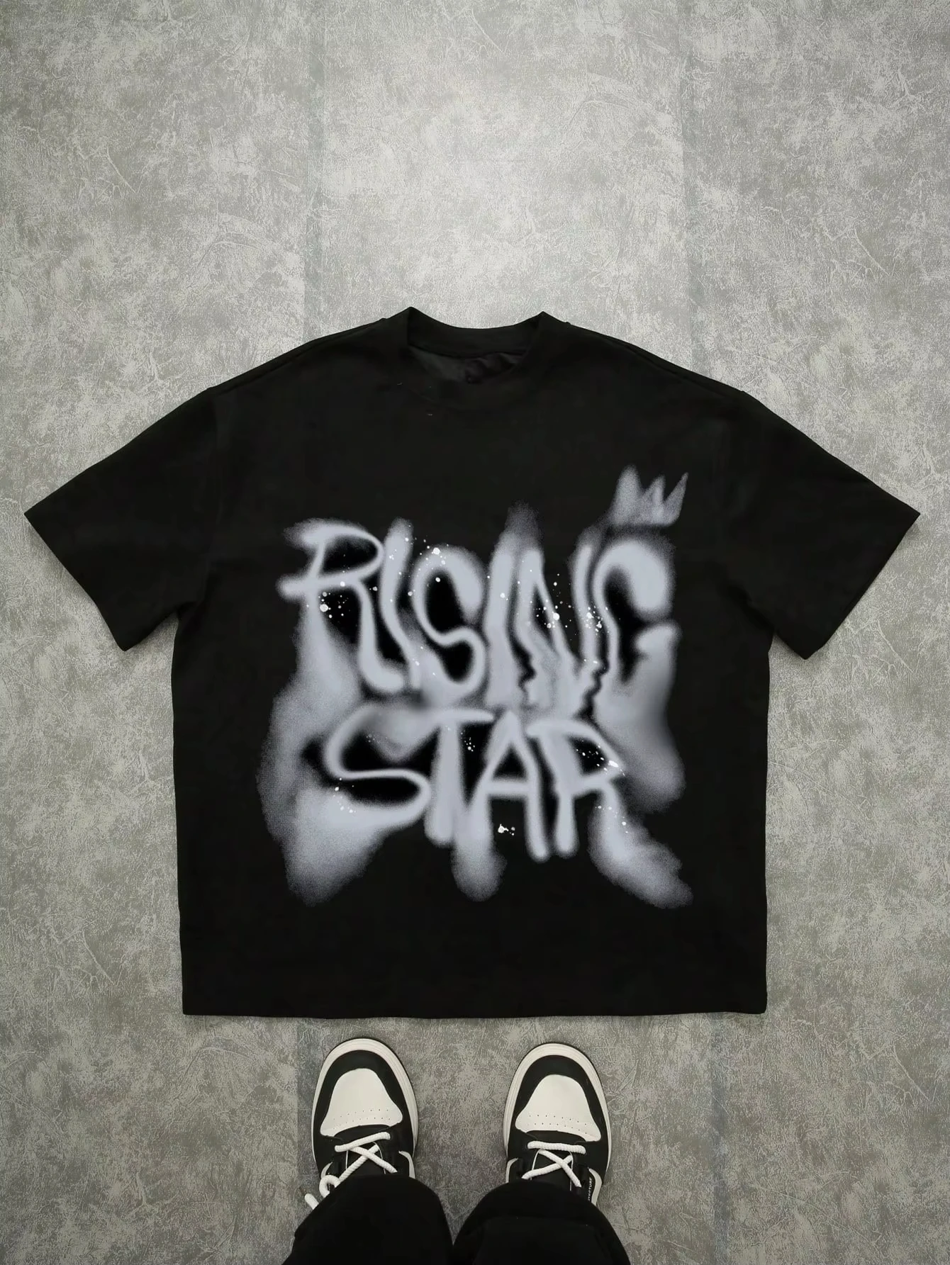 2026 Parent-Child T-shirt Crew Neck Cotton T Shirt Spray Paint Graffiti Crown Graphic Short Sleeve Hip Hop Streetwear Casual Tee