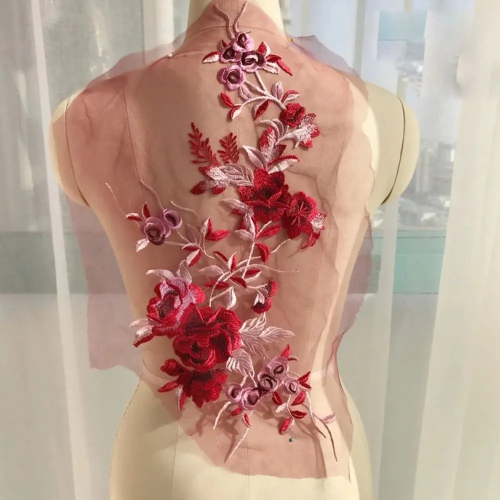 

Evening Dress Lace Fabric Flower Embroidered Patches Elegant Vintage Clothing Applique Exquisite Clothes Patches Sewing