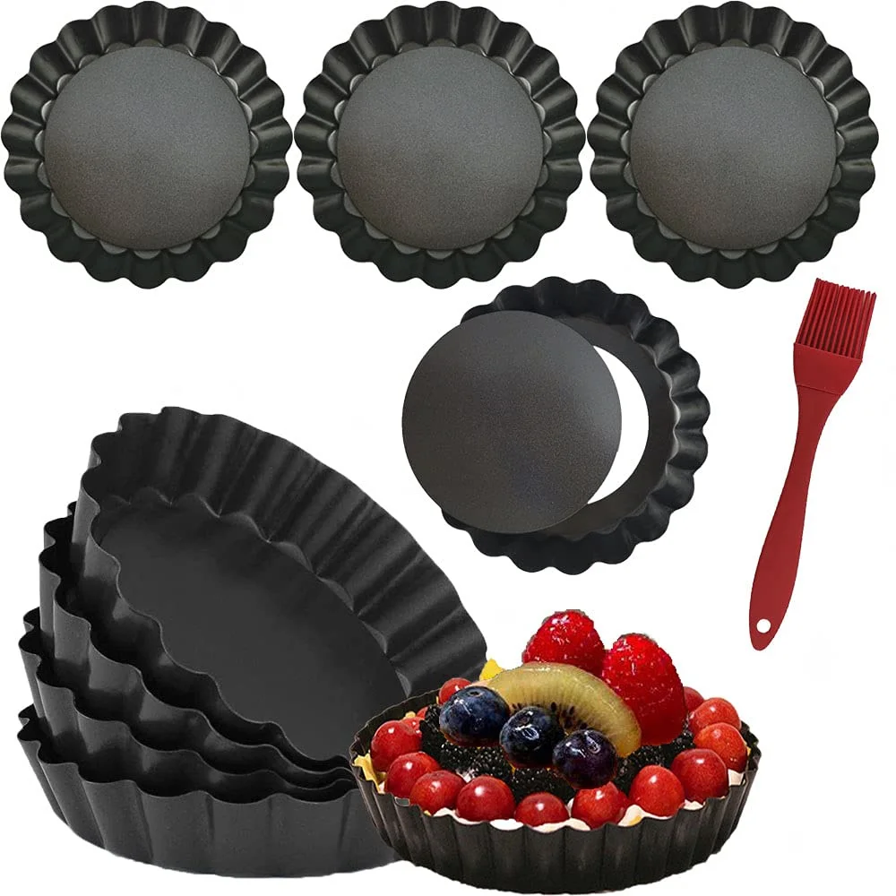 8/10/12cm Mini Pie Muffin Cupcake Pans Non-Stick Tart Quiche Flan Pan Molds Pie Pizza Cake Mold Removable Loose Bottom Round