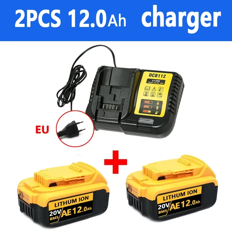 New 100% Original 12000mAh 20V for Dewalt Power Tool Battery DCB206 20V 18.0Ah Battery DCB206 20V Battery DCB205 DCB204-2