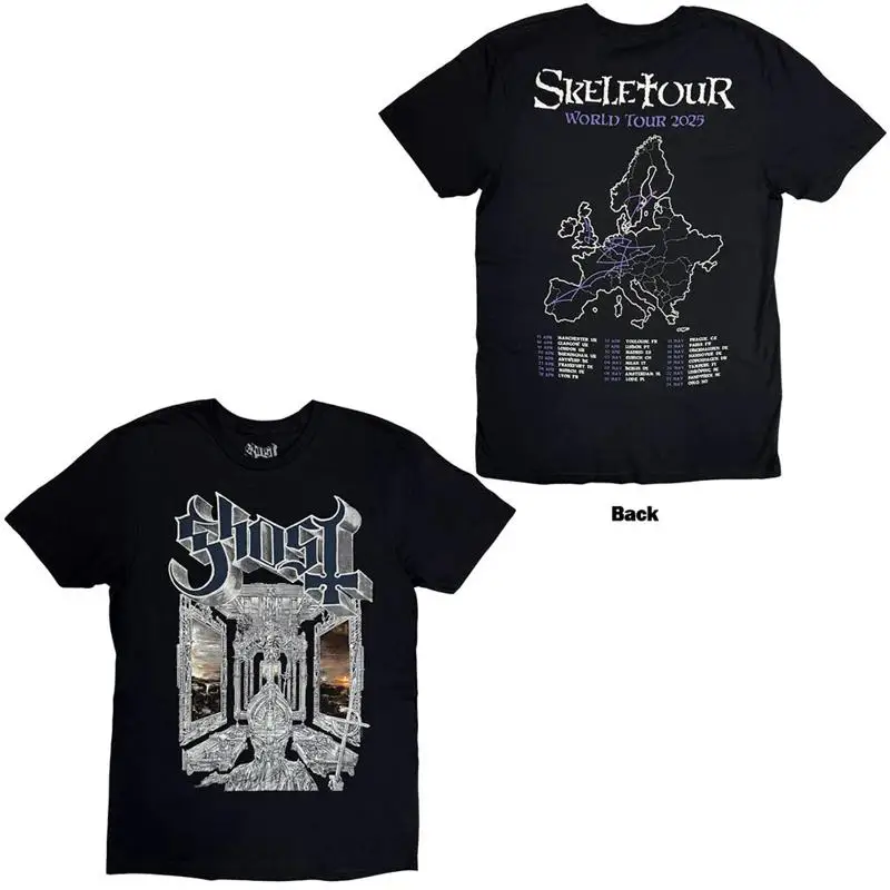 Ghost T-Shirt: Skeleta Album Cover '25 Tour Dates (Black) (Back Print) OFFICIAL