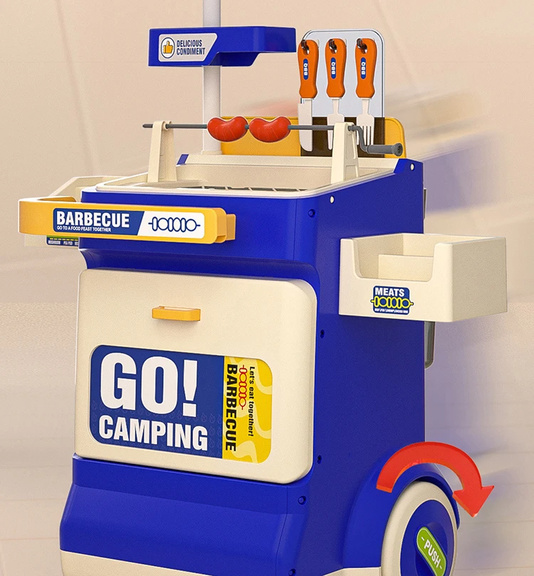 Barbecue Spray Trolley Fantasiespel BBQ Grill Winkelwagen Keuken Koken Speelgoed Mini Voedselmodel Outdoor Camping Spel Meisje Kerstcadeaus